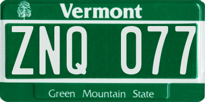 VT license plate ZNQ077