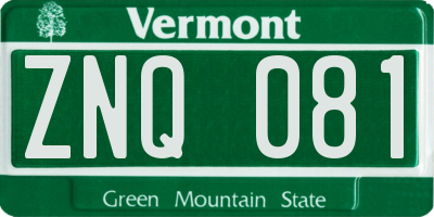 VT license plate ZNQ081