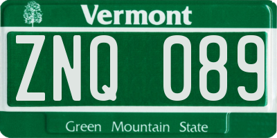 VT license plate ZNQ089