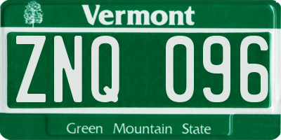 VT license plate ZNQ096