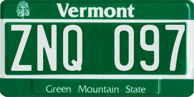 VT license plate ZNQ097