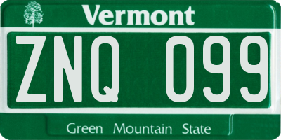 VT license plate ZNQ099