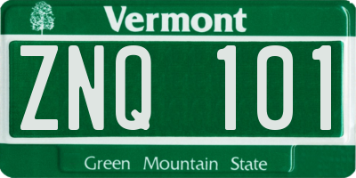 VT license plate ZNQ101