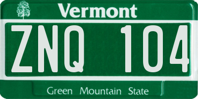 VT license plate ZNQ104