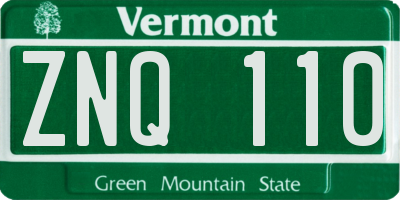 VT license plate ZNQ110