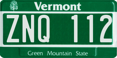 VT license plate ZNQ112