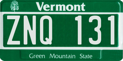 VT license plate ZNQ131