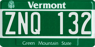 VT license plate ZNQ132