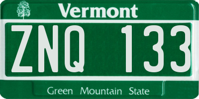 VT license plate ZNQ133