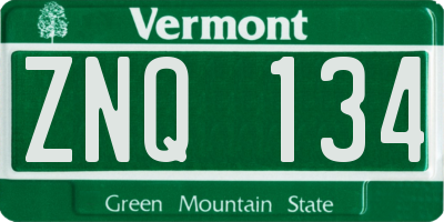 VT license plate ZNQ134