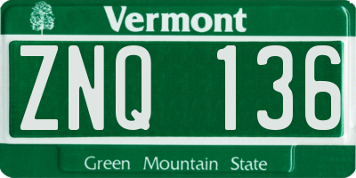 VT license plate ZNQ136