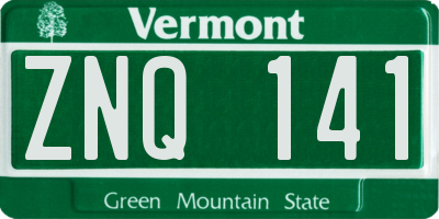 VT license plate ZNQ141