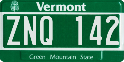 VT license plate ZNQ142