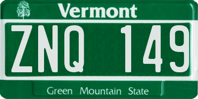 VT license plate ZNQ149