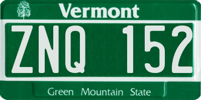 VT license plate ZNQ152