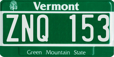 VT license plate ZNQ153