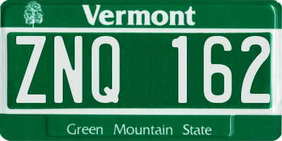VT license plate ZNQ162