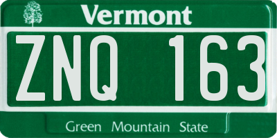 VT license plate ZNQ163