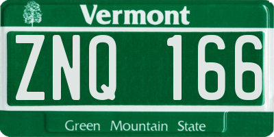 VT license plate ZNQ166