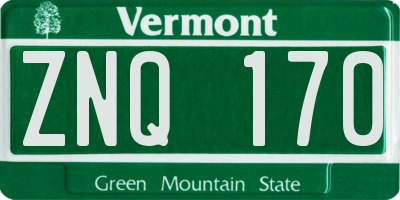 VT license plate ZNQ170