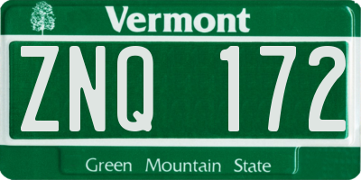 VT license plate ZNQ172