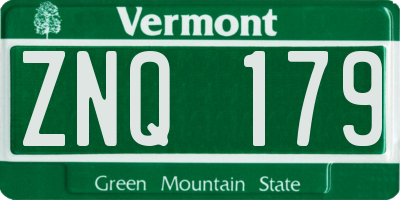 VT license plate ZNQ179