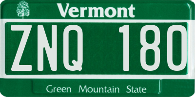 VT license plate ZNQ180