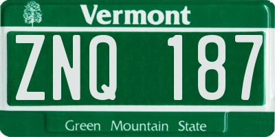 VT license plate ZNQ187