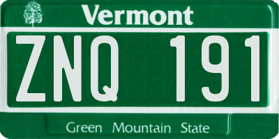 VT license plate ZNQ191