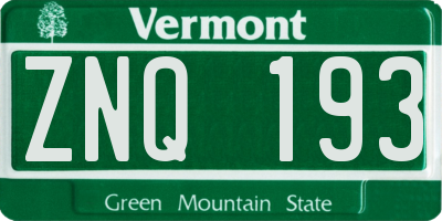 VT license plate ZNQ193