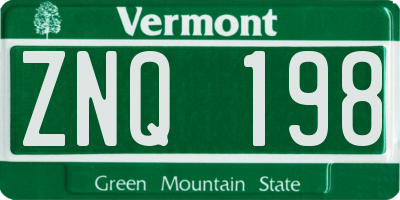 VT license plate ZNQ198