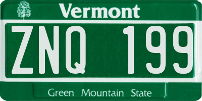 VT license plate ZNQ199