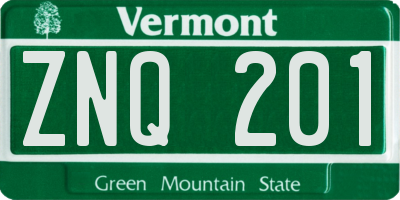 VT license plate ZNQ201