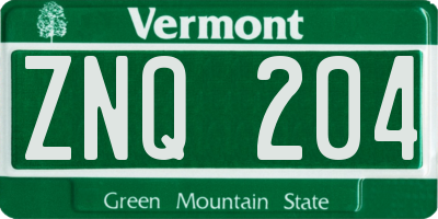 VT license plate ZNQ204