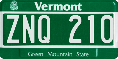 VT license plate ZNQ210