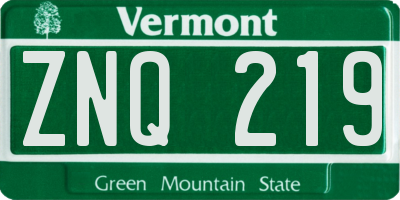 VT license plate ZNQ219