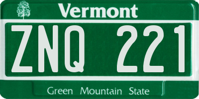 VT license plate ZNQ221
