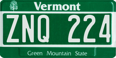 VT license plate ZNQ224