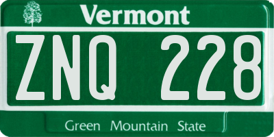 VT license plate ZNQ228
