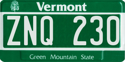 VT license plate ZNQ230