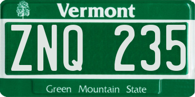 VT license plate ZNQ235