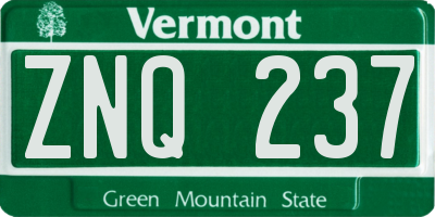 VT license plate ZNQ237