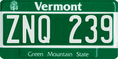 VT license plate ZNQ239