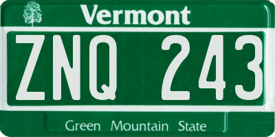 VT license plate ZNQ243