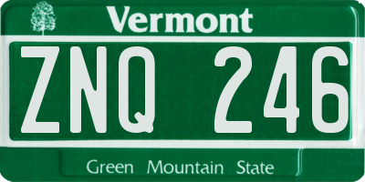 VT license plate ZNQ246