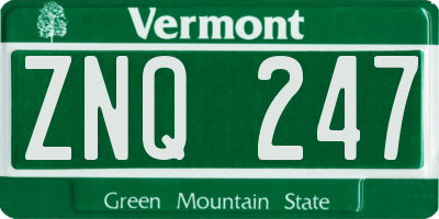 VT license plate ZNQ247