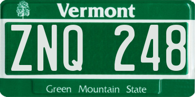 VT license plate ZNQ248