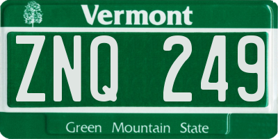 VT license plate ZNQ249
