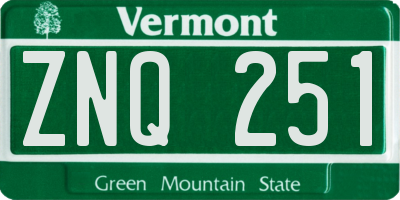 VT license plate ZNQ251