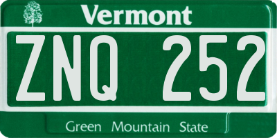 VT license plate ZNQ252